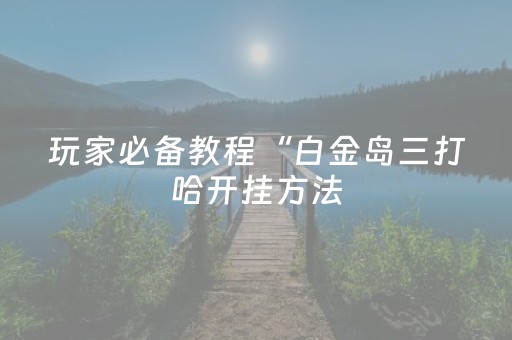 玩家必备教程“白金岛三打哈开挂方法（专用辅牌神器免安装）