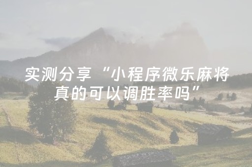 实测分享“小程序微乐麻将真的可以调胜率吗”（详细透视教程）-哔哩哔哩