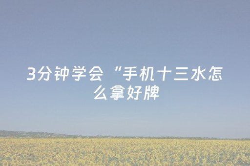 3分钟学会“手机十三水怎么拿好牌（专用辅牌神器免安装）