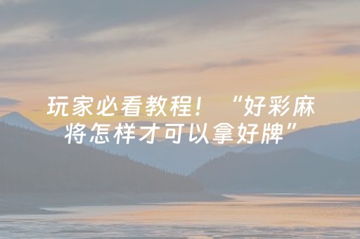 玩家必看教程！“好彩麻将怎样才可以拿好牌”（详细开挂教程）-哔哩哔哩