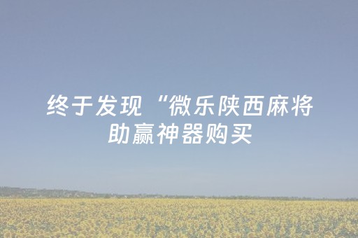 终于发现“微乐陕西麻将助赢神器购买（专用辅牌神器免安装）