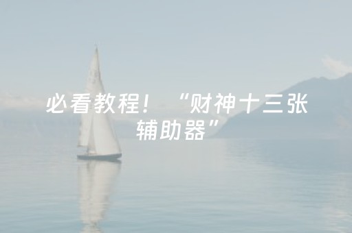 必看教程！“财神十三张辅助器”（详细透视教程）-哔哩哔哩