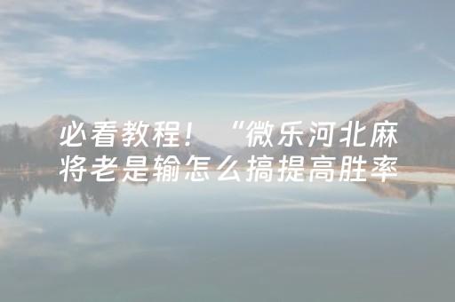 必看教程！“微乐河北麻将老是输怎么搞提高胜率”（详细辅助教程）-哔哩哔哩