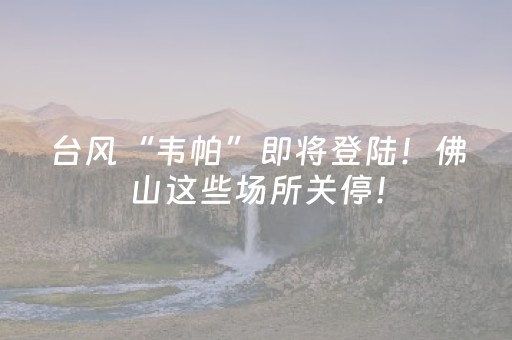 台风“韦帕”即将登陆！佛山这些场所关停！