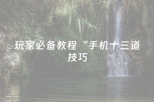 玩家必备教程“手机十三道技巧（助赢神器通用版）