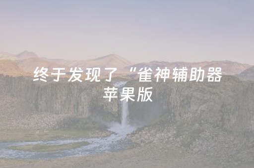 终于发现了“雀神辅助器苹果版（专用辅牌神器免安装）
