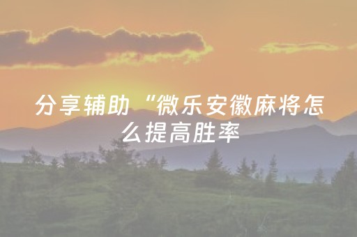 分享辅助“微乐安徽麻将怎么提高胜率（助赢神器通用版）
