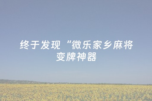 终于发现“微乐家乡麻将变牌神器（专用辅牌神器免安装）