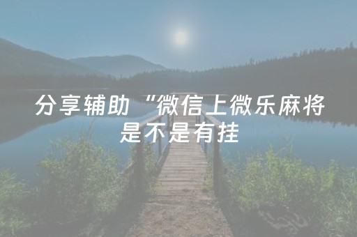分享辅助“微信上微乐麻将是不是有挂（专用辅牌神器免安装）