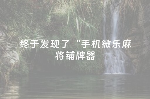 终于发现了“手机微乐麻将铺牌器（专用辅牌神器免安装）