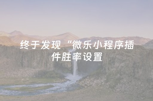 终于发现“微乐小程序插件胜率设置（助赢神器通用版）