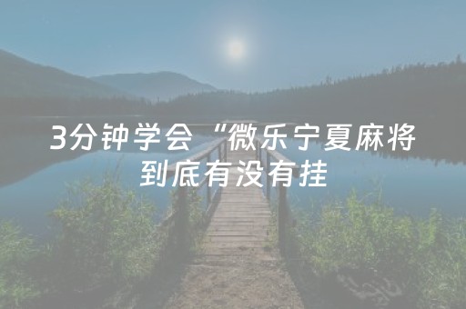3分钟学会“微乐宁夏麻将到底有没有挂（助赢神器通用版）