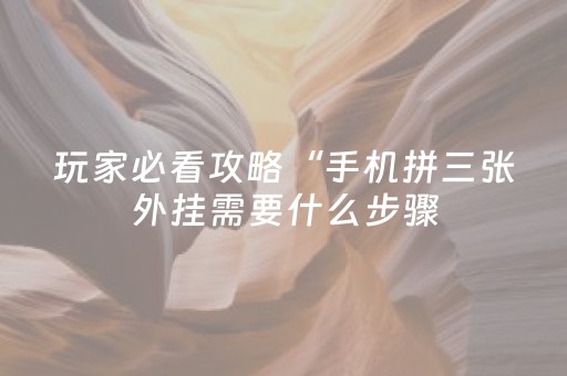 玩家必看攻略“手机拼三张外挂需要什么步骤（专用辅牌神器免安装）