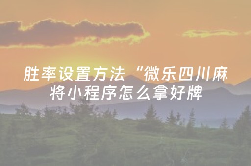 胜率设置方法“微乐四川麻将小程序怎么拿好牌（专用辅牌神器免安装）