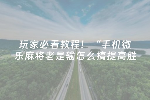 玩家必看教程！“手机微乐麻将老是输怎么搞提高胜率”（详细开挂教程）-哔哩哔哩