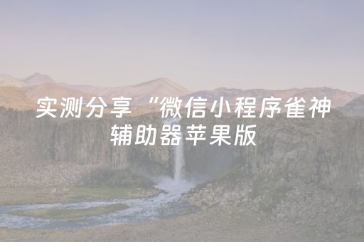 实测分享“微信小程序雀神辅助器苹果版（助赢神器通用版）