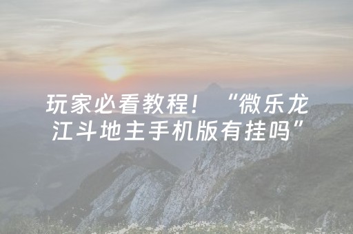 玩家必看教程！“微乐龙江斗地主手机版有挂吗”（详细辅助教程）-哔哩哔哩