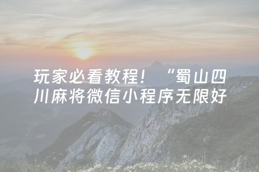 玩家必看教程！“蜀山四川麻将微信小程序无限好牌”（详细辅助教程）-哔哩哔哩
