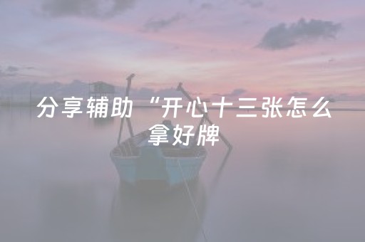 分享辅助“开心十三张怎么拿好牌（专用辅牌神器免安装）