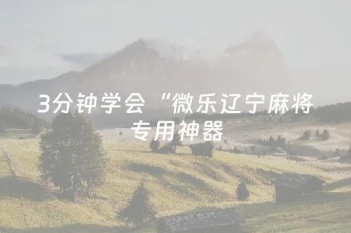 3分钟学会“微乐辽宁麻将专用神器（专用辅牌神器免安装）