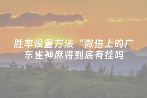 胜率设置方法“微信上的广东雀神麻将到底有挂吗（助赢神器通用版）