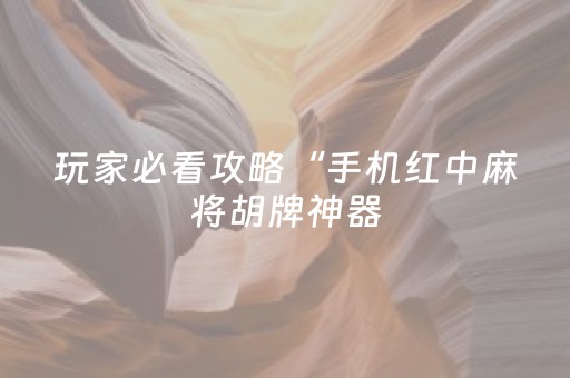 玩家必看攻略“手机红中麻将胡牌神器（助赢神器通用版）