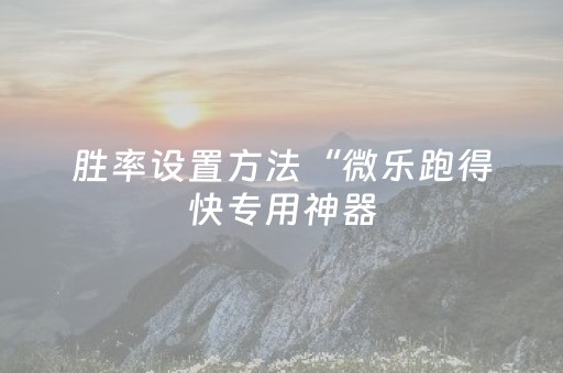 胜率设置方法“微乐跑得快专用神器（专用辅牌神器免安装）