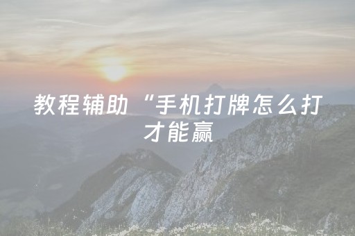 教程辅助“手机打牌怎么打才能赢（专用辅牌神器免安装）