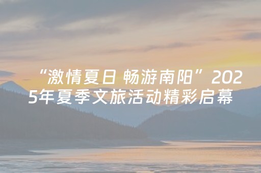 “激情夏日 畅游南阳”2025年夏季文旅活动精彩启幕 有水有景 快乐共享“清凉盛宴”