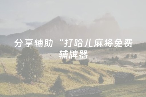 分享辅助“打哈儿麻将免费辅牌器（专用辅牌神器免安装）