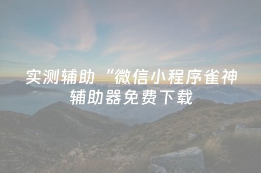实测辅助“微信小程序雀神辅助器免费下载（专用辅牌神器免安装）
