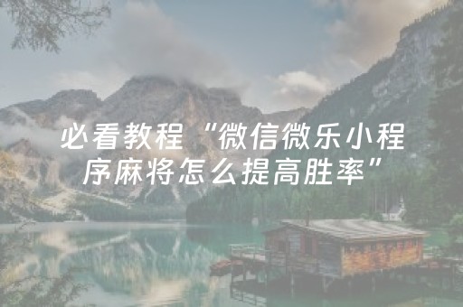 必看教程“微信微乐小程序麻将怎么提高胜率”（详细透视教程）-哔哩哔哩