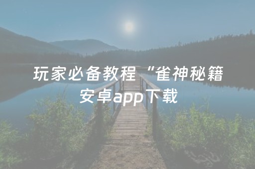 玩家必备教程“雀神秘籍安卓app下载（专用辅牌神器免安装）