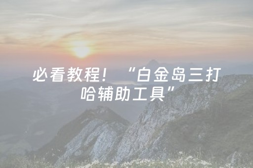 必看教程！“白金岛三打哈辅助工具”（详细辅助教程）-哔哩哔哩