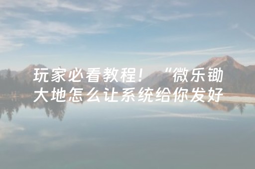 玩家必看教程！“微乐锄大地怎么让系统给你发好牌”（详细透视教程）-哔哩哔哩