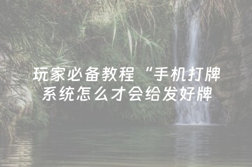 玩家必备教程“手机打牌系统怎么才会给发好牌（助赢神器通用版）