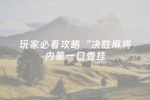 玩家必看攻略“决胜麻将内蒙一口香挂（专用辅牌神器免安装）