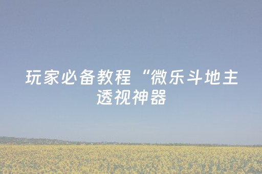 玩家必备教程“微乐斗地主透视神器（助赢神器通用版）