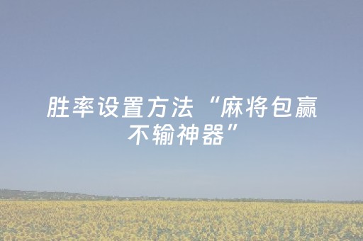 胜率设置方法“麻将包赢不输神器”（详细透视教程）-哔哩哔哩