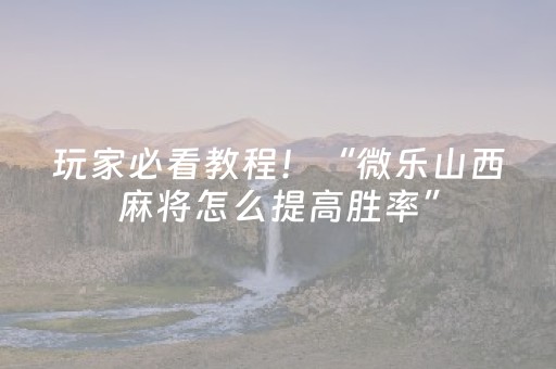 玩家必看教程！“微乐山西麻将怎么提高胜率”（详细辅助教程）-哔哩哔哩