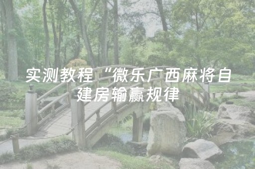 实测教程“微乐广西麻将自建房输赢规律（专用辅牌神器免安装）