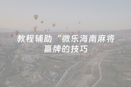 教程辅助“微乐海南麻将赢牌的技巧（专用辅牌神器免安装）