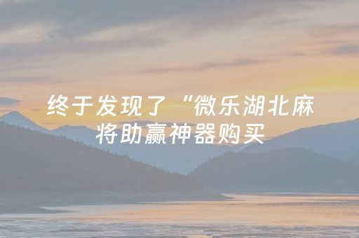 终于发现了“微乐湖北麻将助赢神器购买（专用辅牌神器免安装）