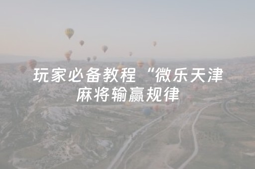 玩家必备教程“微乐天津麻将输赢规律（助赢神器通用版）