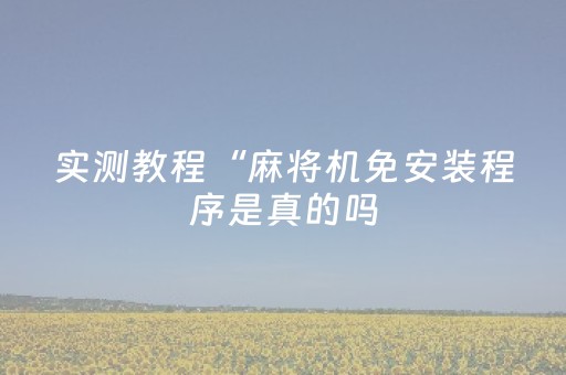 实测教程“麻将机免安装程序是真的吗（专用辅牌神器免安装）