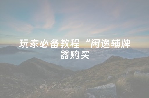 玩家必备教程“闲逸辅牌器购买（助赢神器通用版）