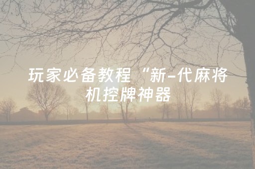 玩家必备教程“新-代麻将机控牌神器（助赢神器通用版）