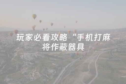 玩家必看攻略“手机打麻将作蔽器具（专用辅牌神器免安装）