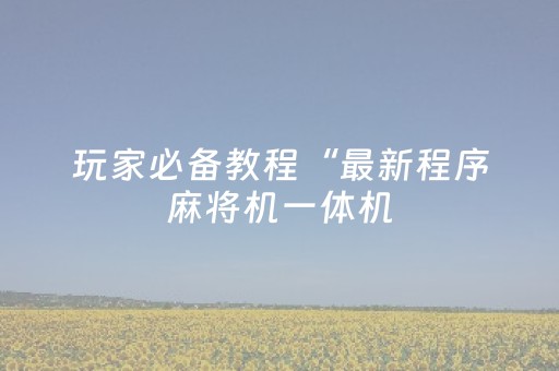 玩家必备教程“最新程序麻将机一体机（专用辅牌神器免安装）