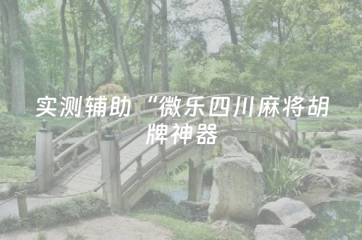 实测辅助“微乐四川麻将胡牌神器（专用辅牌神器免安装）
